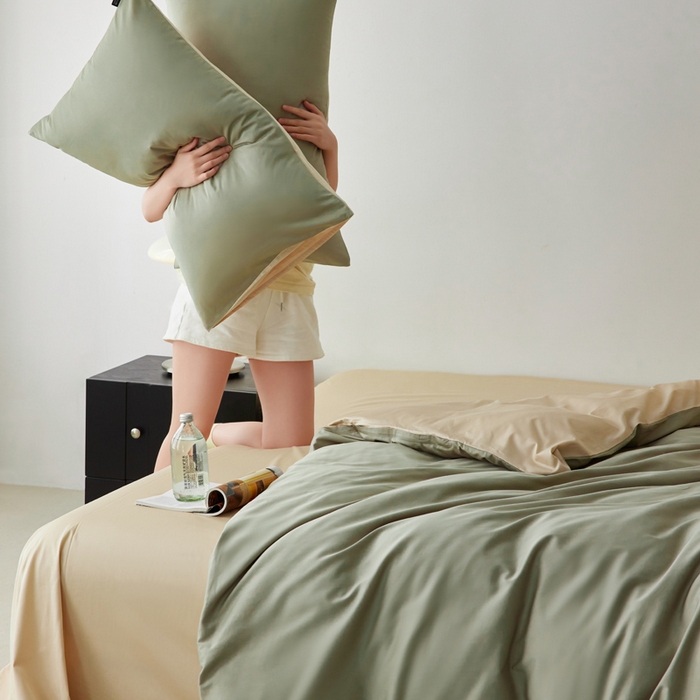 91家纺网 家纺一手货源 找家纺 安莱生活 2024新款100s全棉贡缎四件套 木果-棕灰