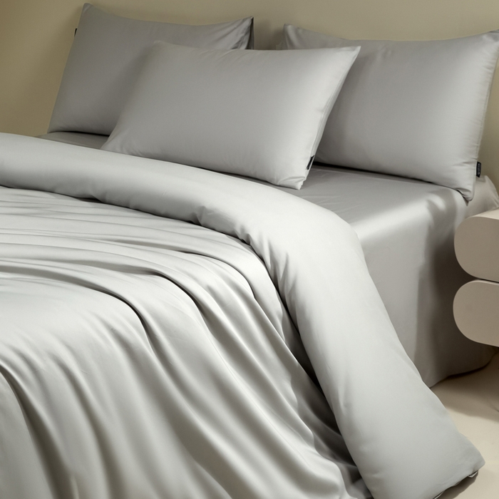 91家纺网 家纺一手货源 找家纺 安莱生活 2024新款100s全棉贡缎四件套 高级灰