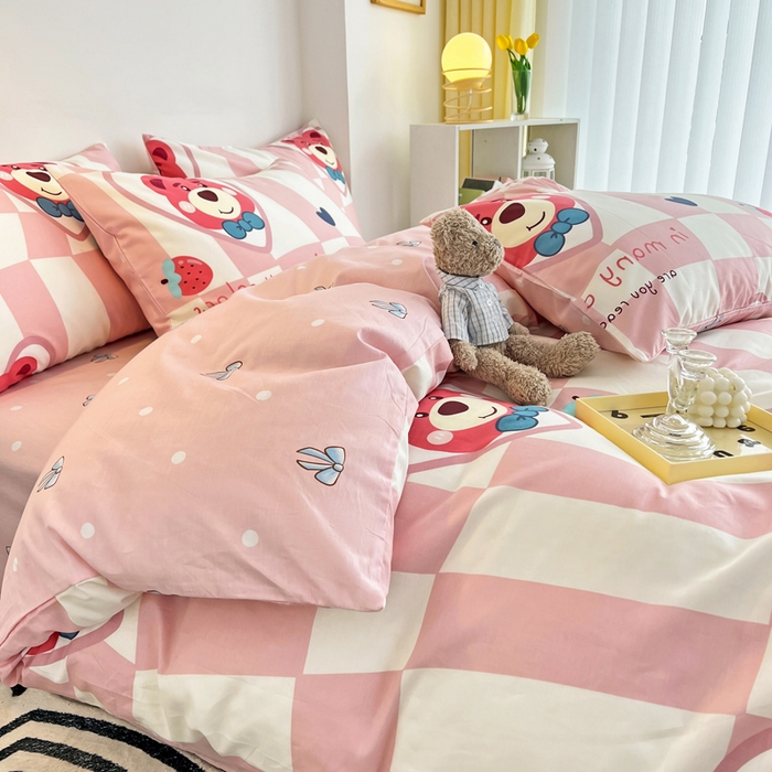 91家纺网 家纺一手货源 找家纺 西引力 2024新款全棉印花单被套 害羞熊