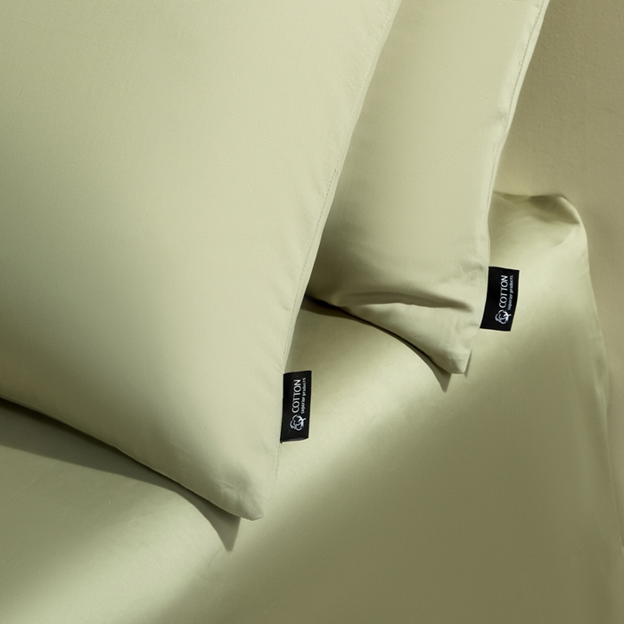 91家纺网 家纺一手货源 找家纺 安莱生活 2024新款100s全棉贡缎四件套 草绿