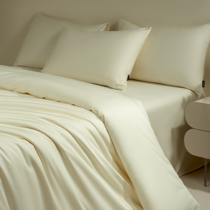 91家纺网 家纺一手货源 找家纺 安莱生活 2024新款100s全棉贡缎四件套 月光白