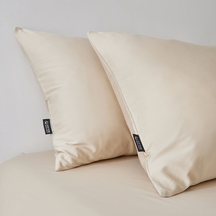 91家纺网 家纺一手货源 找家纺 安莱生活 2024新款100s全棉贡缎单枕套 棕灰