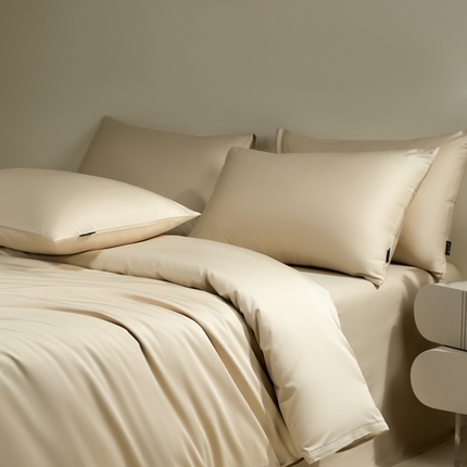 安莱生活 2024新款100s全棉贡缎四件套 棕灰