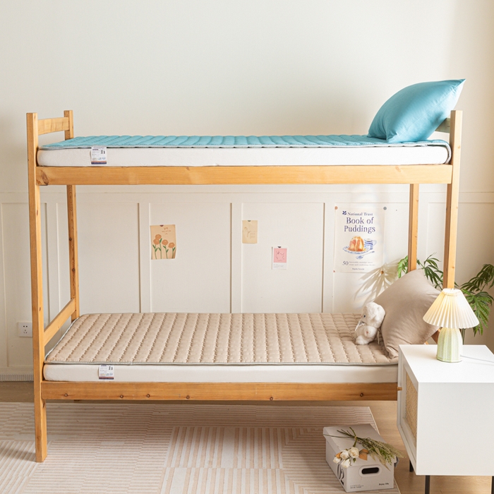 91家纺网 家纺一手货源 找家纺 卡伦家纺 2025新款全棉色织水洗棉夹棉床垫单人学生宿舍床垫 咖青年