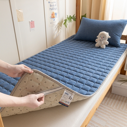 卡伦家纺 2025新款全棉色织水洗棉夹棉床垫单人学生宿舍床垫 牛仔蓝