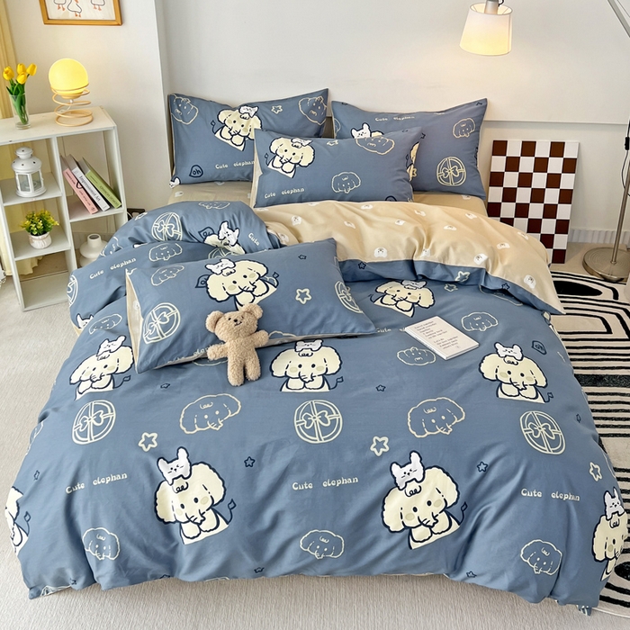 91家纺网 家纺一手货源 找家纺 西引力 2024新款全棉印花单被套 可爱小象