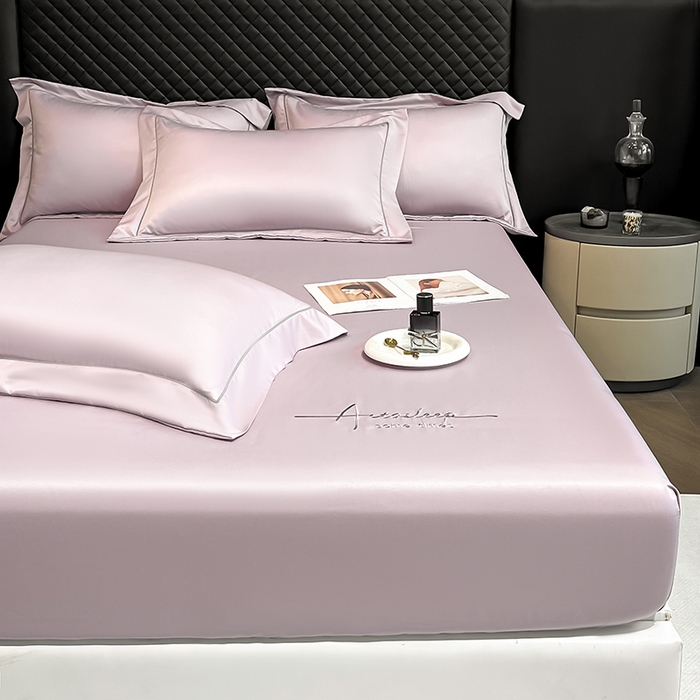 91家纺网 家纺一手货源 找家纺 露梦家纺 2025新款A类水洗原棉刺绣款床笠-星辰系列（提供买家秀） 星辰-丁香紫