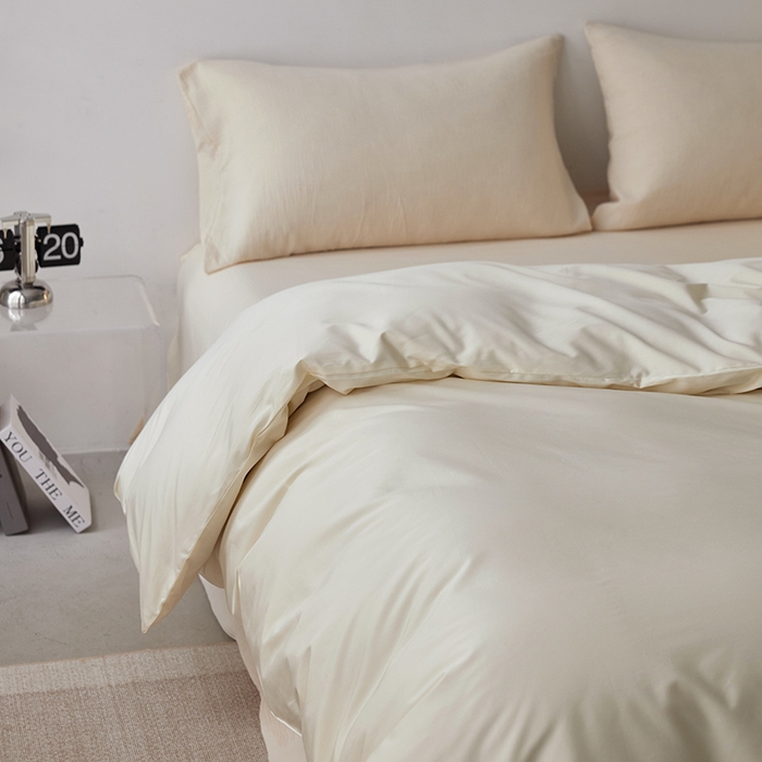 91家纺网 家纺一手货源 找家纺 安莱生活 2024新款100s全棉贡缎单被套 月光白