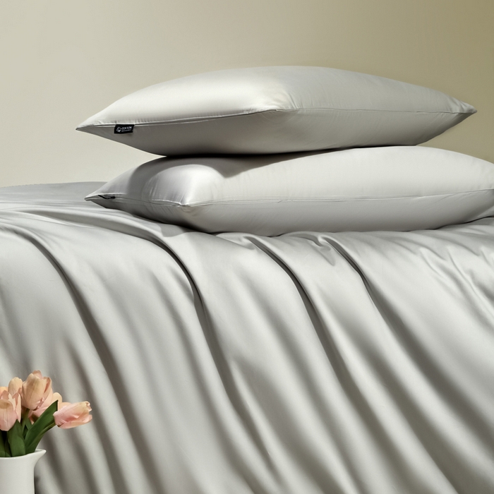 91家纺网 家纺一手货源 找家纺 安莱生活 2024新款100s全棉贡缎四件套 高级灰