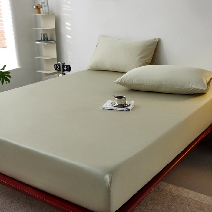 91家纺网 家纺一手货源 找家纺 安莱生活 2024新款100s全棉贡缎单床笠 草绿