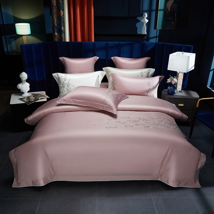 美娘阁2025新款双股长绒棉居家款四件套 妍+豆沙粉