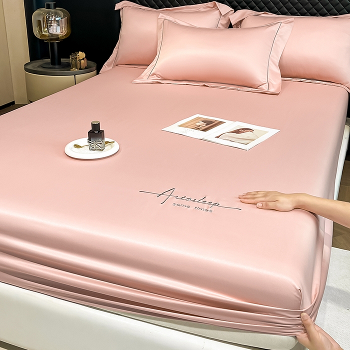 91家纺网 家纺一手货源 找家纺 露梦家纺 2025新款A类水洗原棉刺绣款床笠-星辰系列（提供买家秀） 星辰-玫瑰粉