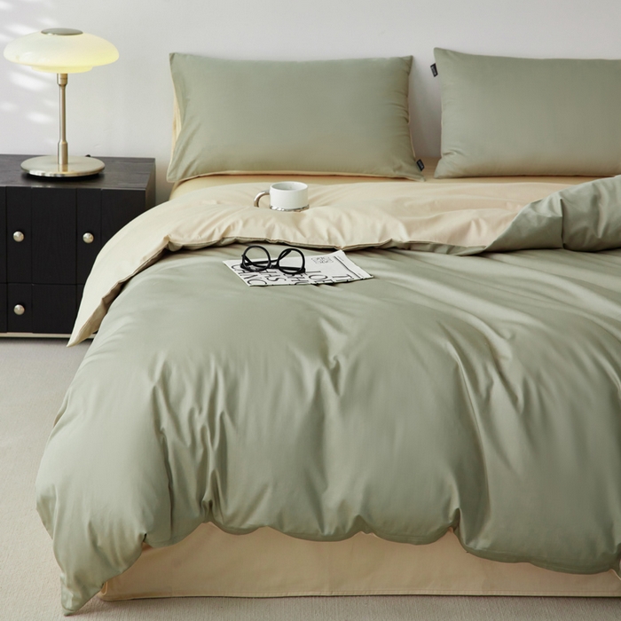 91家纺网 家纺一手货源 找家纺 安莱生活 2024新款100s全棉贡缎四件套 木果-棕灰