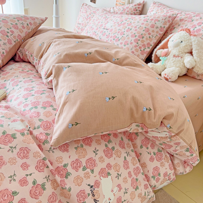 91家纺网 家纺一手货源 找家纺 西引力 2024新款全棉印花四件套 遇见浪漫