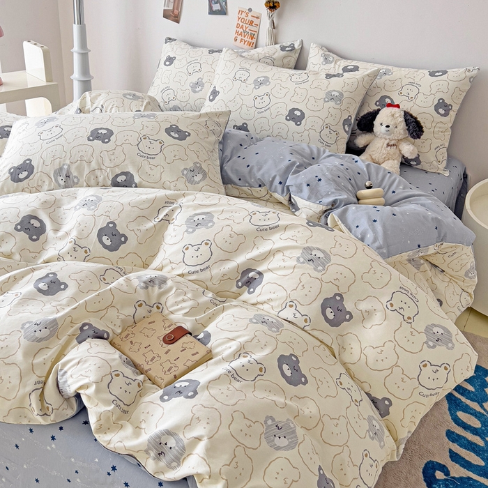 91家纺网 家纺一手货源 找家纺 西引力 2024新款全棉印花单被套 影子熊