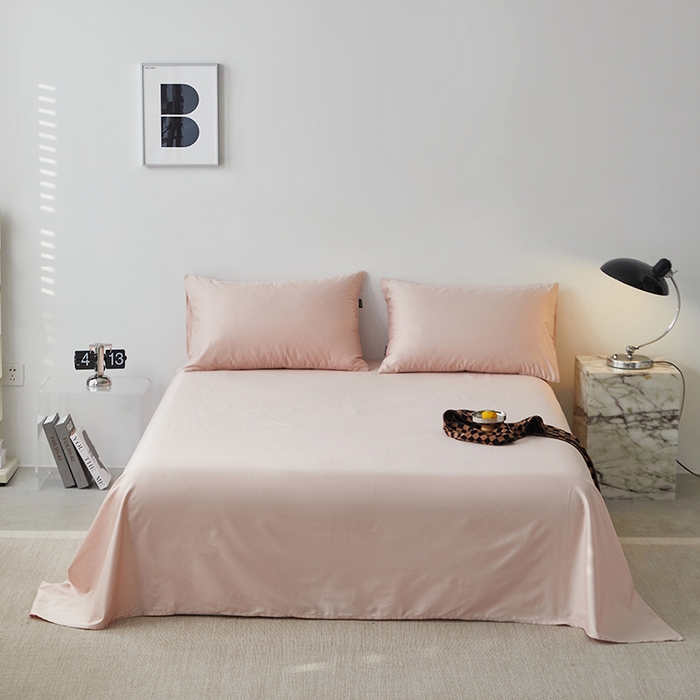 91家纺网 家纺一手货源 找家纺 安莱生活 2024新款100s全棉贡缎单床单 虾粉