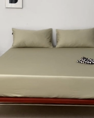 91家纺网 家纺一手货源 找家纺 安莱生活 2024新款100s全棉贡缎单床笠 草绿