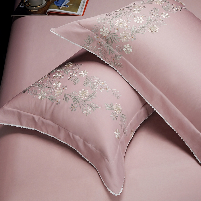 91家纺网 家纺一手货源 找家纺 美娘阁2025新款双股长绒棉居家款四件套 妍+豆沙粉