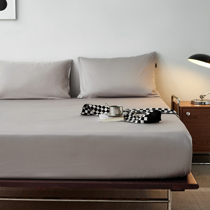 91家纺网 家纺一手货源 找家纺 安莱生活 2024新款100s全棉贡缎单床笠 银灰