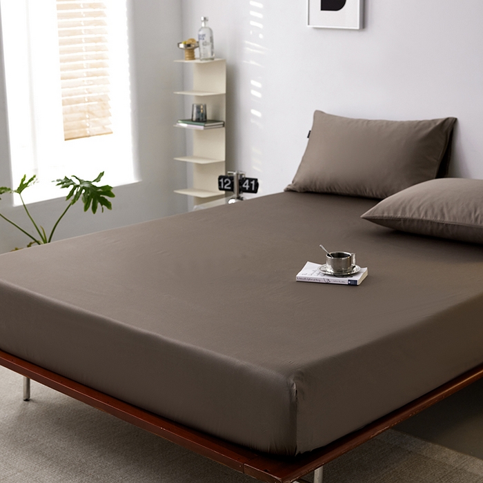 91家纺网 家纺一手货源 找家纺 安莱生活 2024新款100s全棉贡缎单床笠 咖啡