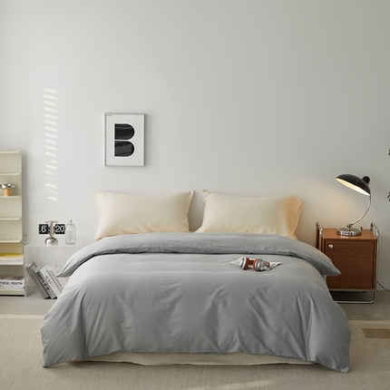 91家纺网 家纺一手货源 找家纺 安莱生活 2024新款100s全棉贡缎单被套 红灰