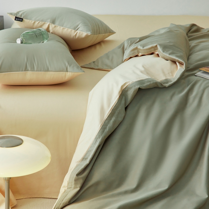 91家纺网 家纺一手货源 找家纺 安莱生活 2024新款100s全棉贡缎四件套 木果-棕灰