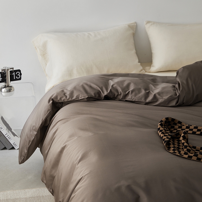 91家纺网 家纺一手货源 找家纺 安莱生活 2024新款100s全棉贡缎单被套 咖啡