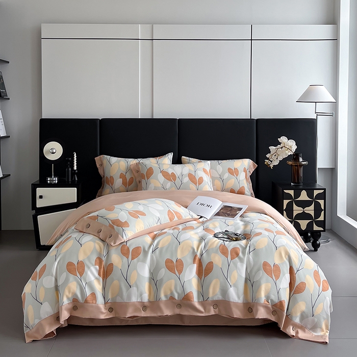 91家纺网 家纺一手货源 找家纺 艾迪尚家纺 2025新款柔丝茸磨毛印花纽扣款四件套 春之语