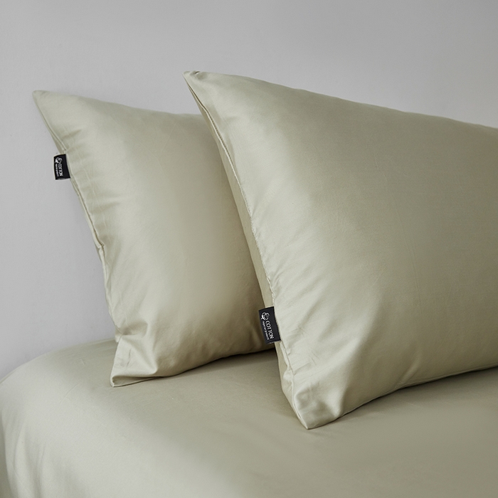 91家纺网 家纺一手货源 找家纺 安莱生活 2024新款100s全棉贡缎单枕套 草绿