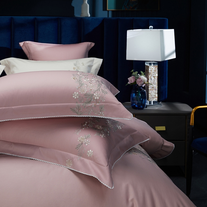 91家纺网 家纺一手货源 找家纺 美娘阁2025新款双股长绒棉居家款四件套 妍+豆沙粉