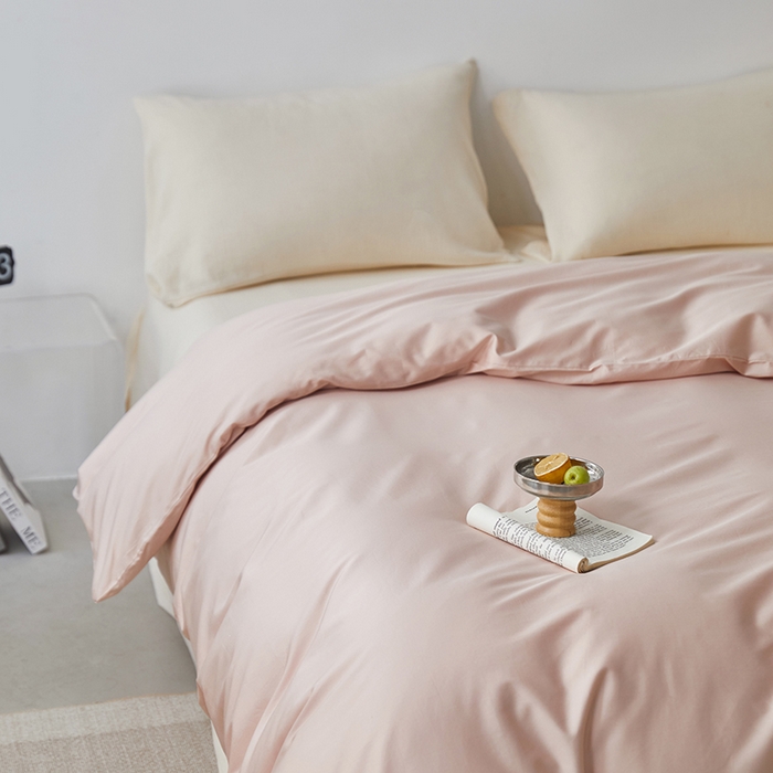 91家纺网 家纺一手货源 找家纺 安莱生活 2024新款100s全棉贡缎单被套 虾粉