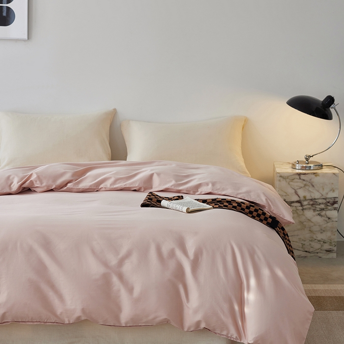 91家纺网 家纺一手货源 找家纺 安莱生活 2024新款100s全棉贡缎单被套 虾粉