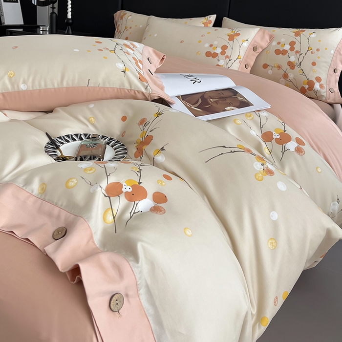 91家纺网 家纺一手货源 找家纺 艾迪尚家纺 2025新款柔丝茸磨毛印花纽扣款四件套 夏木之梦