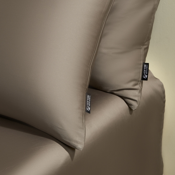 91家纺网 家纺一手货源 找家纺 安莱生活 2024新款100s全棉贡缎四件套 咖啡