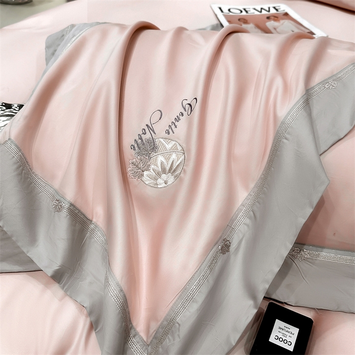 91家纺网 家纺一手货源 找家纺 美娘阁2025新款双股长绒棉居家款四件套 凯瑟琳-丹妮粉