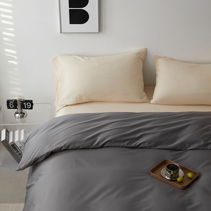 91家纺网 家纺一手货源 找家纺 安莱生活 2024新款100s全棉贡缎单被套 帝都灰