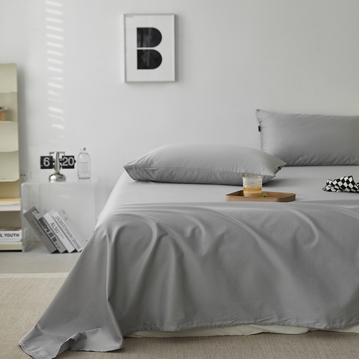 91家纺网 家纺一手货源 找家纺 安莱生活 2024新款100s全棉贡缎单床单 红灰