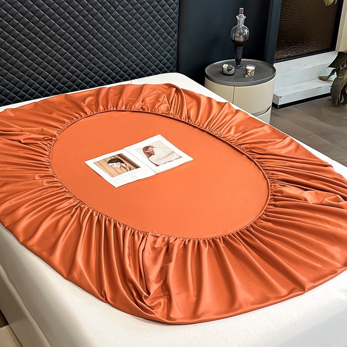 91家纺网 家纺一手货源 找家纺 露梦家纺 2025新款A类水洗原棉刺绣款床笠-星辰系列（提供买家秀） 星辰-桔色