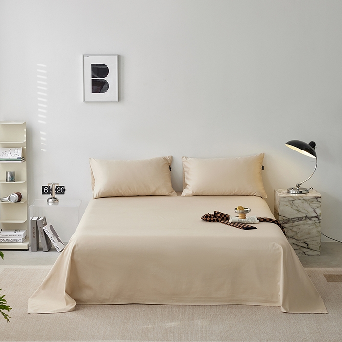 91家纺网 家纺一手货源 找家纺 安莱生活 2024新款100s全棉贡缎单床单 棕色