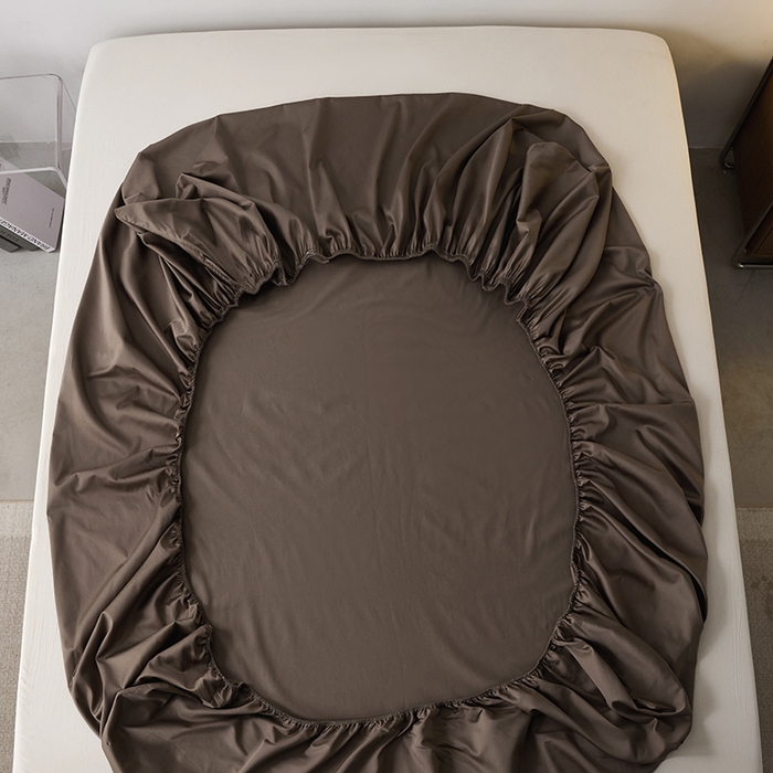 91家纺网 家纺一手货源 找家纺 安莱生活 2024新款100s全棉贡缎单床笠 咖啡