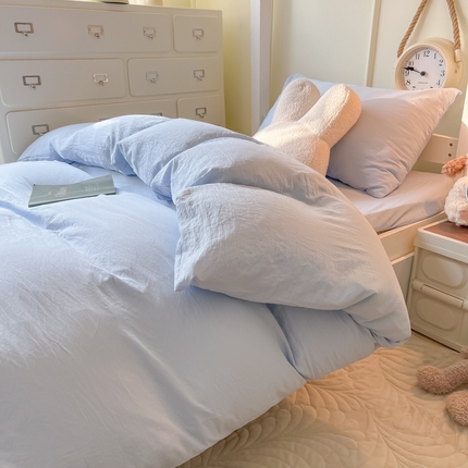 （总）韩巢家纺 2024新款学生宿舍员工寝室上下铺超柔水洗棉单件被套-纯色系列（提供卖家秀）
