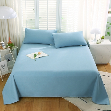 91家纺网 家纺一手货源 找家纺 伊而梦蚊帐 2025新款原棉老粗布床单系列 湖蓝