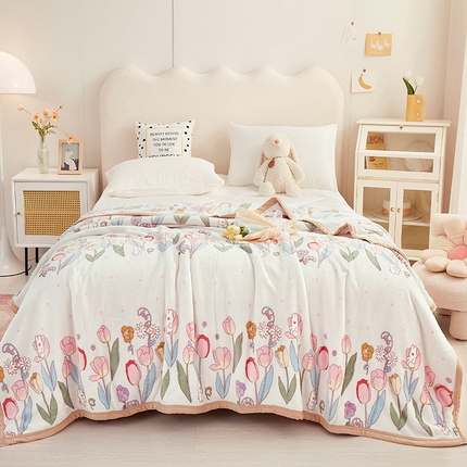 91家纺网 家纺一手货源 找家纺 （总）2025新款印花纯色雪貂绒盖毯毛毯