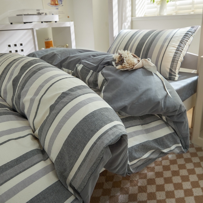 91家纺网 家纺一手货源 找家纺 吾诺家居 2024学生季新款全棉学生宿舍三件套六件套组合系列 拉斐尔灰