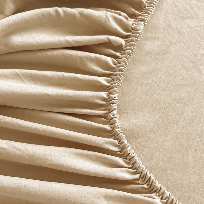 91家纺网 家纺一手货源 找家纺 贝拉梦家纺 2024新款超柔水洗棉纯色简约单品床笠枕套 可可蛋奶