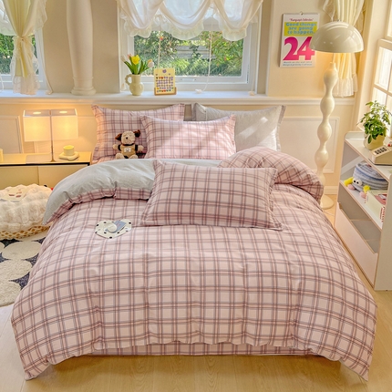 绵庭家纺 2024新款全棉印花套件系列四件套 夏洛克 粉