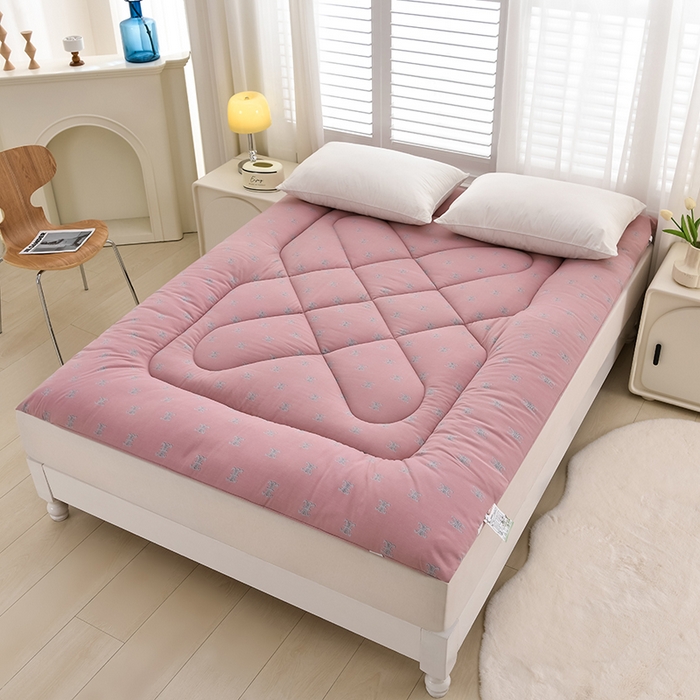 91家纺网 家纺一手货源 找家纺 富威堡家纺 2025新款双层纱棉花床垫 莫奈