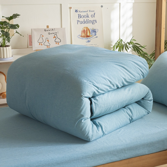 91家纺网 家纺一手货源 找家纺 2025新款全棉水洗棉被套纯棉单双人宿舍学生-可配3件套 海兰青年