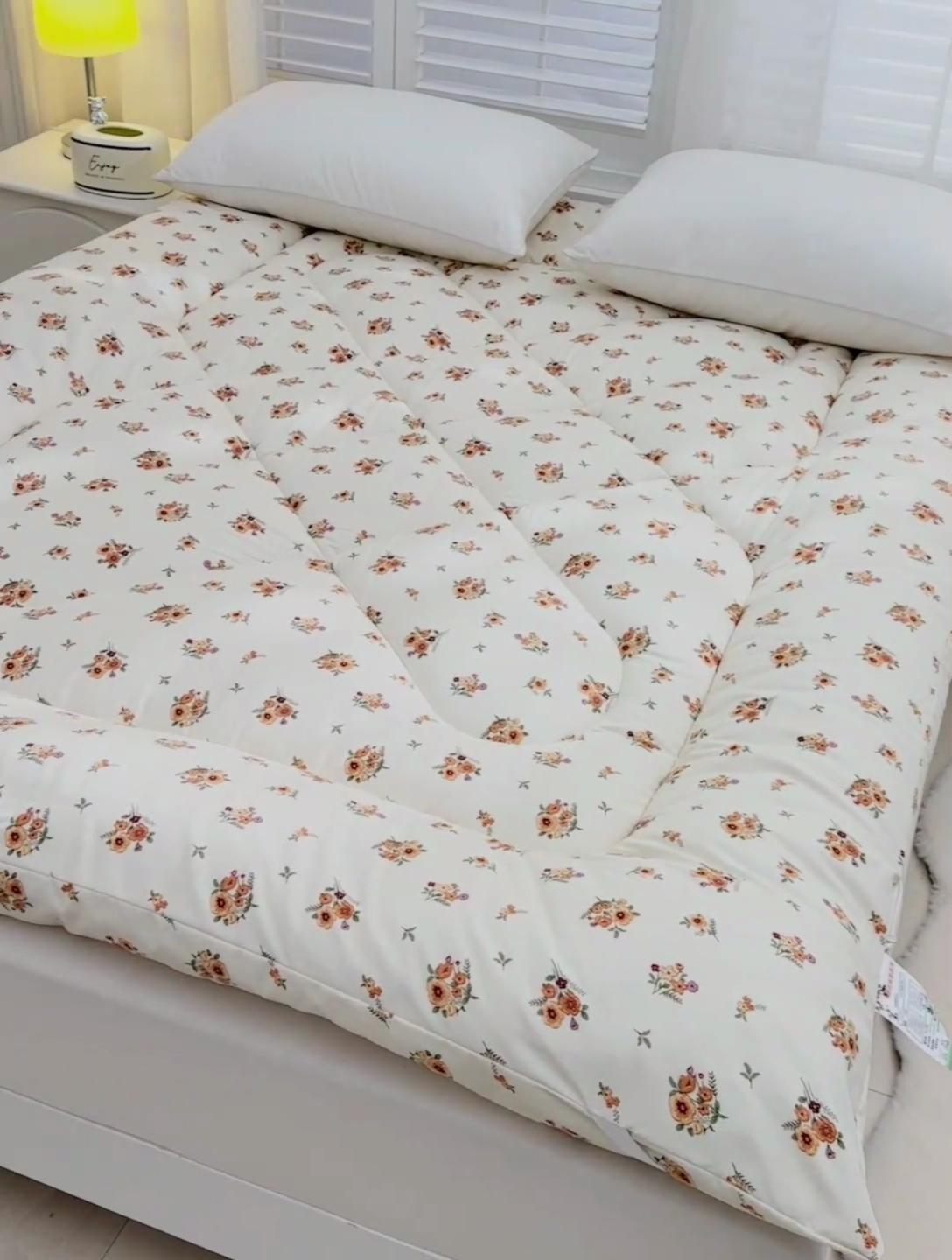 91家纺网 家纺一手货源 找家纺 富威堡家纺 2025新款双层纱棉花床垫 淡雅年华