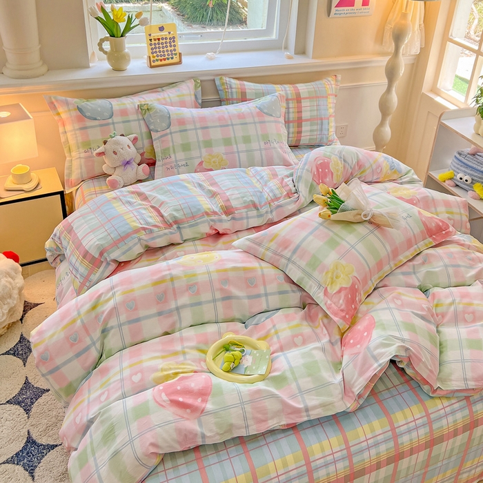 91家纺网 家纺一手货源 找家纺 绵庭家纺 2024新款全棉印花套件系列四件套 冷梅冰萃